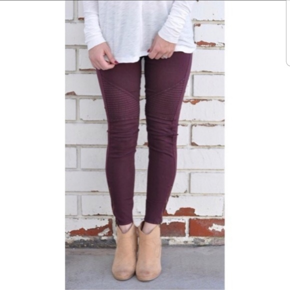 Couture Gypsy Pants - RELISTED Burgundy moto biker jegging with zipper